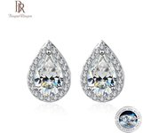 Bague Ringen 100% Plata de Ley 925 1CT gota de agua pendientes de tuerca de moissanita para mujer chapado en platino regalo de joyería fina de fiesta 2 x 1ct moissanite verde