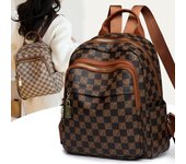 Mochila Mochila de viaje de gran capacidad impresa Mochila pequeña de cuero para mujer café