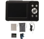 Cámara digital para adolescentes y niños, 44 MP, 1080P, HD, zoom digital de 16X, enfoque automático, cámara compacta de bolsillo para UK PLUG negro