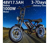 EBike S8  1000W Brushless Motor 48V17.5AH Battery 7 Speed Disc Brake Electric Bicycle Off-road all-terrain Electric Bike negro
