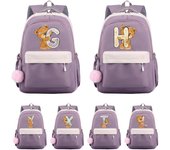 Mochila estampada de lona con 26 letras en inglés de osito, mochila Kawaii para niña, mochila escolar para estudiantes, regalo para adolescentes