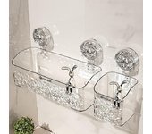 Estante con ventosa para ducha, cesta con patrón de glaciar claro, organizador de baño de instalación en un segundo, almacenamiento giratorio para succionar y quitar