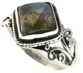Bague Argent 'Heaven' labradorite - 12x12 mm 52