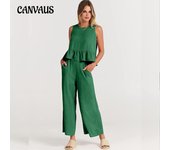 Mono de verano para mujer, cómodo, informal, sin mangas, chaleco plisado, pantalones de pierna ancha, pantalones de nueve puntos, traje informal L rojo
