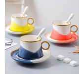 Taza de café Simple de estilo nórdico Ins, juego de dos piezas, taza de agua, taza de café, taza para leche, taza para desayuno, té de la tarde, té de flores color rosa