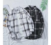 Camisa de manga larga a cuadros estilo Hong Kong para hombre: Moda coreana de otoño, chaqueta informal de moda M