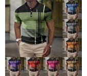 Camisetas de verano, polos para hombre, camisetas de manga corta, camisetas con cremallera y bloques de color S