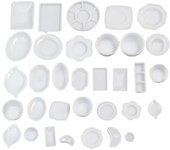 Juego de Mini platos de plástico para casa de muñecas, vajilla de cocina en miniatura, 33 Uds., 1:12