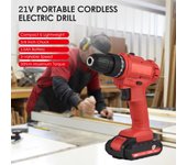 Taladro eléctrico inalámbrico portátil de 21 V, destornillador de taladro eléctrico de mano con mandril de 3/8 de pulgada con 1,5 Ah US Plug 1 Battery with Accessories