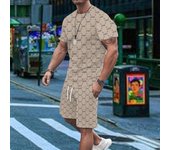Conjunto de camiseta y pantalones cortos hawaianos con estampado 3D para hombre, de verano, para uso diario, de manga corta, para exteriores y playa. S