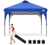 Carpa de lona ABCCANOPY con ventilación de techo ajustable de 3 niveles y un solo toque para exteriores, carpa de lona grande y fácil de usar con bolsa con ruedas, protección contra el calor a alta presión del agua. azul