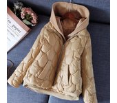 Chaqueta de invierno para mujer, parka con capucha, gruesa, acolchada de algodón, chaqueta femenina, abrigo corto, abrigo ajustado y cálido XXL blanco