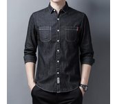Camisas de manga larga de mezclilla de moda para hombres, camisas casuales atractivas sin planchado para primavera y otoño, abrigos, chaquetas de trabajo M