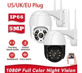 2024 Nuevo HD 1080P 5MP PTZ Wifi Cámara IP Cámara de seguridad Audio inalámbrico Exterior Impermeable IR Visión nocturna Video Cámara de vigilancia CCTV EU Plug blanco