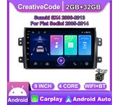 9 pulgadas Android Carplay para Suzuki SX4 2006-2013 Fiat Sedici 2005-2014 Radio del coche Reproductor de vídeo multimedia Navegación GPS WIFI 2 + 32GB 1+16GB
