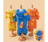 Chaqueta de Lujo para Perro de Borreguito Sintético con Anilla de Tracción Sudadera de Cuatro Patas Acolchado Grueso Estampados de Botella de Bebida Mono Acolchado de Invierno S amarillo
