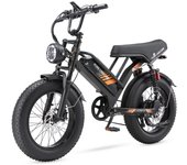 Bicicleta eléctrica de montaña PURE UNICORN U5 de 1000 W y 20 pulgadas con neumáticos anchos para adultos y batería de 48 V y 19,2 Ah. negro