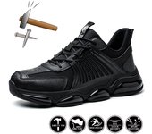 Zapatillas de seguridad para hombre, zapatos de trabajo con amortiguación de aire, zapatillas de trabajo transpirables a prueba de pinchazos, zapatos de seguridad con punta de acero para hombre, Size40-50 40 negro