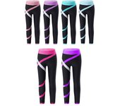 Leggings elásticos con bloques de color para niñas, ropa deportiva para patinaje, gimnasia, yoga, entrenamiento y fitness. 5-6 Years verde