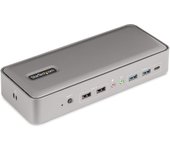 Conexión de estación de acoplamiento Función KVM Monitor dual 4K60Hz DisplayPort Concentrador USB 5x Gigabit Ethernet Entrega de energía USB Conmutador de CPU para PC con Windows y Mac plata