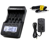 LiitoKala Lii-500 Kit de cargador de batería inteligente de 4 ranuras con cargador de coche Adaptador AU para 3,7 V Type1