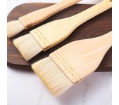 Cepillo de lana para parrilla con mango de madera recto, de pelo suave, pequeño cepillo para aceite, para condimentar huevos y barbacoa, herramientas para barbacoa, suministros de cocina