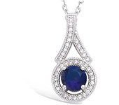 Les Trésors De Lily [N5361] - Pendentif Argent 'Sissi' bleu saphir blanc argenté (rhodié) - 22x12 mm plata