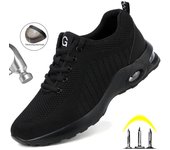 Zapatos de seguridad para el trabajo con cojín de aire para hombres y mujeres, zapatillas de trabajo transpirables, zapatos con punta de acero, zapatos protectores de seguridad antiperforaciones 36