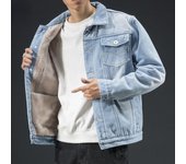 Chaqueta vaquera de invierno azul claro para hombre, abrigos vaqueros cálidos, nuevas chaquetas vaqueras de invierno más gruesas con forro de lana de talla grande para hombre, talla 4XL S