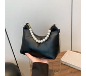 Bolso de mano con perlas estilo extranjero elegante y sencillo para mujer 2024, bolso de mano para mujer, bolso de mano para mujer, nuevo bolso cuadrado pequeño negro