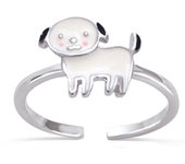 Bague argent enfant 'Chien' blanc argenté (rhodié) - 10x8 mm 44 blanco