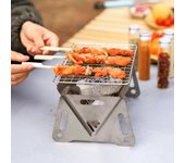 Parrilla de carbón portátil de acero inoxidable para barbacoa, para acampar al aire libre, picnic, senderismo, plegable S