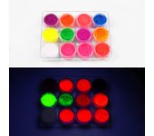 Juego de 12 colores de polvo fluorescente, pigmento luminoso que brilla en la oscuridad, polvo para uñas, sombra de ojos 12 Colors