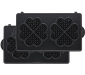 Juego de 2 placas para waflera con forma de corazón para máquina de arena caliente y sandwichera eléctrica [Vitantonio Official] (PVWH-20-HW) [Arena de placa] negro
