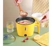1 olla eléctrica multifuncional de 1,8 l para dormitorios, hogares y cocinas pequeñas: vaporera, olla y freidora, perfecta para fideos y comidas en una sola olla