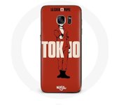 Coque pour samsung galaxy S6 La casa de papel Tokyo Fanart logo Fond Rouge