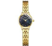 Mini reloj de oro pequeño a la moda con esfera pequeña para mujer, reloj con banda de acero con temperamento, reloj pequeño para mujer, reloj de oro K para mujer