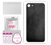 Adhesivo protector de piel para la parte trasera compatible con Apple iPhone SE 2020, película envolvente, lámina, vinilo - Patrón de cuero negro
