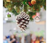 Colgante de cono de pino de Navidad, adorno colgante realista para árbol de Navidad, decoraciones festivas para el hogar, 6 uds. blanco