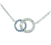 Les Trésors De Lily [Q1082] - Collier argent 'Sissi' bleu blanc argenté (rhodié) - 15x11 mm plata