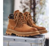 Botas Martin de piel auténtica para hombre 2024: Ropa de trabajo y calzado de moto transpirables para montañismo en otoño 40 amarillo