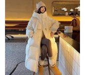 Chaqueta acolchada de algodón para mujer, estilo coreano, moda femenina, abrigo acolchado, otoño e invierno, parkas largas, holgadas y gruesas S blanco