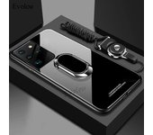 Para Samsung Galaxy S21 Ultra Plus FE funda con soporte de anillo magnético funda de teléfono para Samsung S20 Plus A32 A52 A72 A02S cubierta trasera de vidrio templado duro For M31S rojo