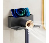 Soporte de secador de pelo montado en la pared para Dyson, estante de baño sin perforación, soporte de plástico para secador de pelo, organizador de baño negro