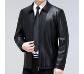 Chaqueta de cuero genuino para hombre Chaqueta de piel de oveja con solapa para hombre Otoño e invierno más chaqueta casual de terciopelo para papá nuevo 170