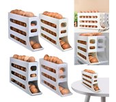 Rejilla para huevos con desplazamiento automático, caja de almacenamiento, contenedor de cesta para huevos, organizador enrollable, dispensador de huevos para cocina amarillo