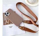 Funda de silicona mate con cordón para collar cruzado, funda a prueba de golpes para iPhone 15 14 Pro Max 11 12 13 Mini XR X XS 7 8 Plus SE iPhone 15 Pro Max negro