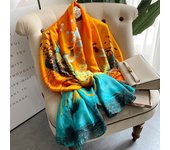 Marca de lujo 180*90cm bufandas clásicas de seda de verano para mujer chal femenino Foulard Cover-Ups Lady Wrap Bandanna Muffler Beach 180X90cm