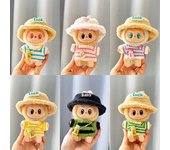 Lindo mini muñeco de peluche suéter sombrero tetera 17cm Labubu I II muñecas ídolo sentadas ropa de fiesta accesorios Corea Kpop Exo no doll