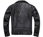 Nuevo Chaqueta de cuero genuino para hombre, chaquetas Estilo motocicleta Cuero de vaca natural realmente para motociclista, abrigo delgado de piel de becerro gruesa XXXXXL negro